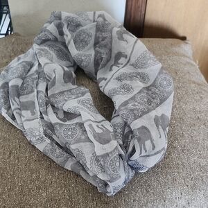 Gray Elephant Print Scarf
